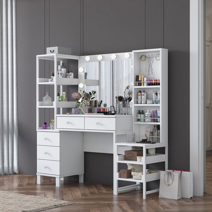 Hanah Home Mesa de Maquillaje BJ154 - 3861 Blanca con 10 Focos Hanah Home Mesa de Maquillaje BJ154 - 3861 Blanca con 10 Focos